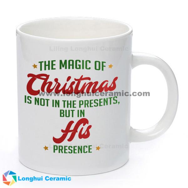 11oz premium quality white custom ceramic christmas mug 