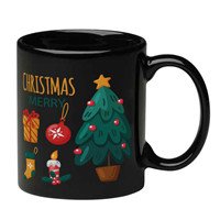 11oz customizable black ceramic coffee mugs christmas