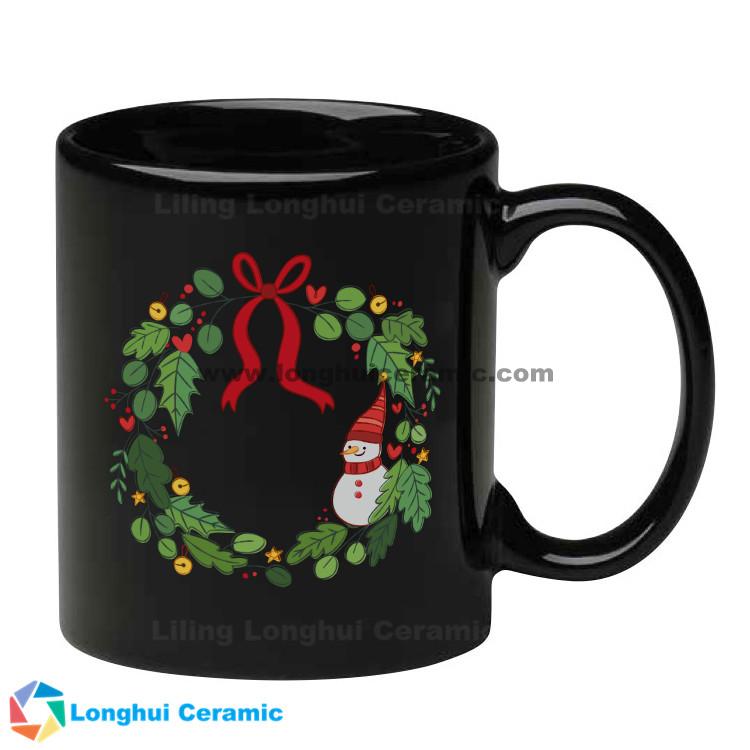 11oz customizable black ceramic coffee mugs christmas