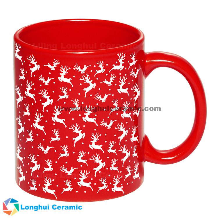 11oz happy new year custom red ceramic mug for christmas