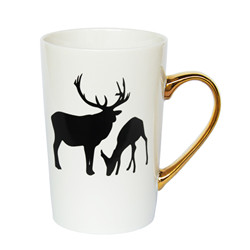 14oz customizable gift design ceramic mug luxury golden handle