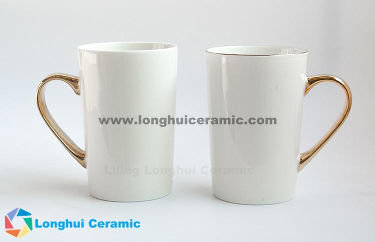 14oz customizable gift design ceramic mug luxury golden handle
