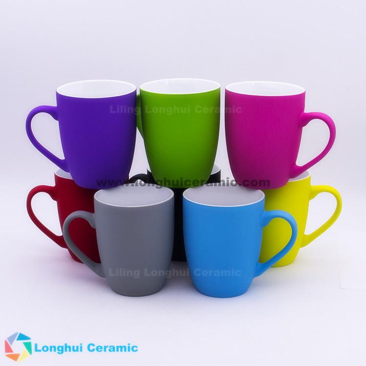 colorful soft touch surface rubberized coating finish ceramic cup