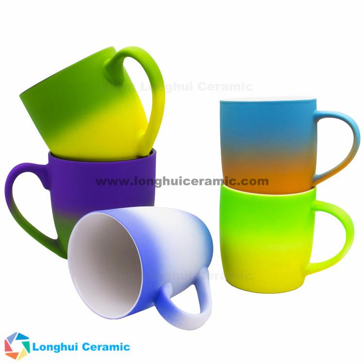 12oz Cute great gift custom spray gradient color gorgeous ceramic soft touch coffee mug